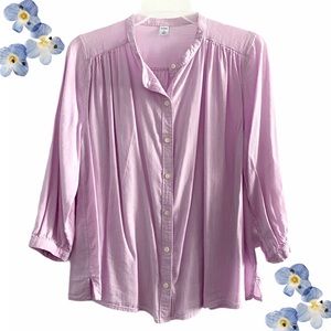 Old Navy lilac button down collarless shirt